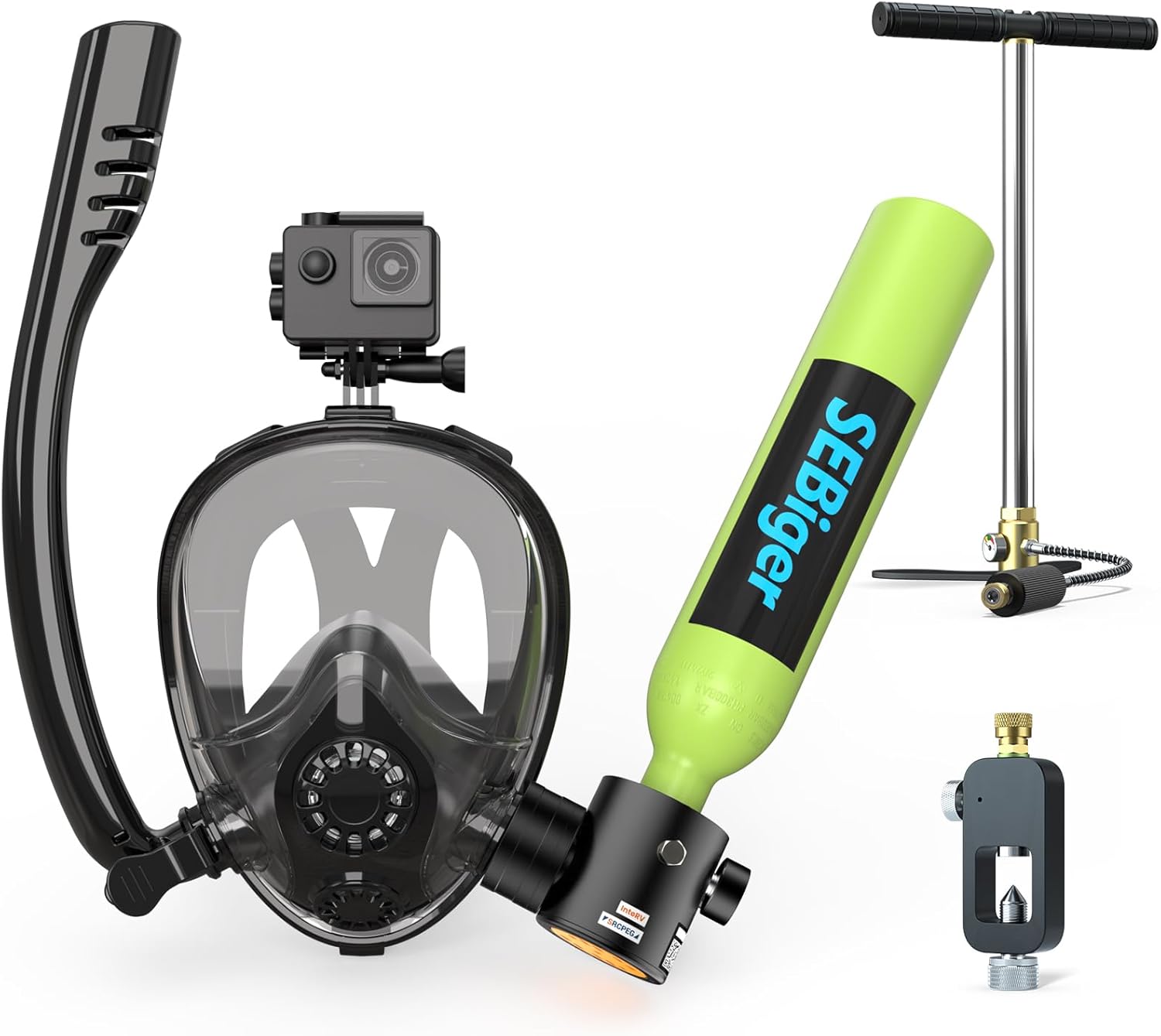 Snorkel Set - Mini Bombola Subacquea 0.5L con Maschera