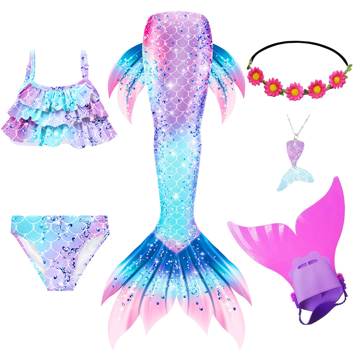 6 pezzi/set Ariel ragazze che  - Flippers Swimming recensione e prezzo