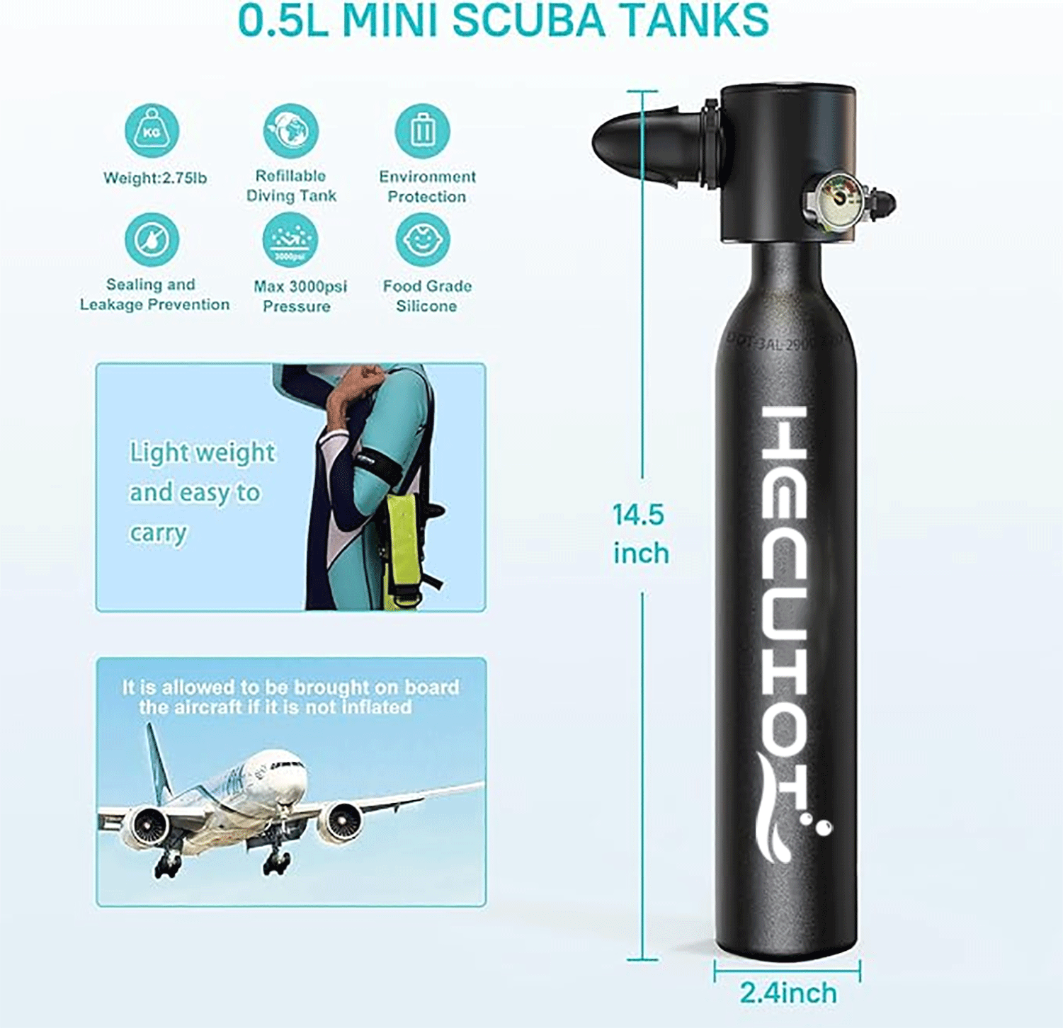 HECUIOI Mini Scuba Tank Attrez - Snorkel Set recensione e prezzo